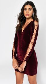 Tobi Red Velvet Dress Photo 0