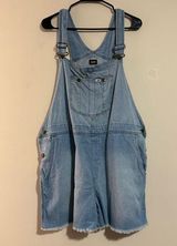 EUC Lee Laundered Bleach Denim Relaxed Fit 5 pocket Shortalls size XL Photo 0