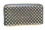 Christian Louboutin Black Leather Panettone Spike Zip Around Wallet GUC Photo 0