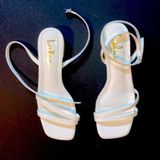 Lulus Lulu’s nwt white wrap around ankle square toe sandal sz 8 Photo 0