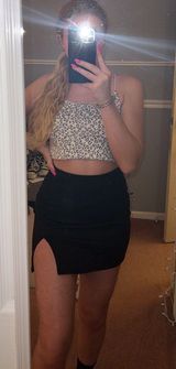 Black Faux Suede Mini Skirt Photo 0