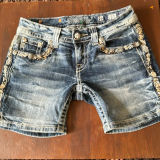 Miss me denim mid shorts with embroidered floral designs & rhinestones size 26 Photo 0