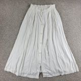 VTG Melrose Summer Maxi Skirt Womens S White Crinkle Crochet Buttons Lined Photo 0