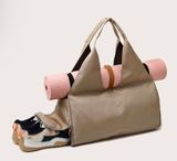 NEW YOGA TRAINING EXERCISE GYM BAG TRAVEL BAG DUFFLE WITH SHOE COMPARTMENT Tan Photo 0