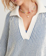 Aerie Sugar Rush Chenille V-Neck Collared Sweater Photo 0