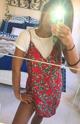 SheIn Red Floral Dress Photo 0