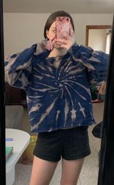 Handmade Bleach Dyed Cropped Crewneck Photo 0