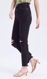Abercrombie & Fitch CURVE LOVE Ankle Straight Ultra High Rise Black Jeans Photo 0