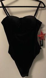 Haute Monde Black Velour Spagetti Strap Padded Bodysuit Sz XL NWT Photo 0