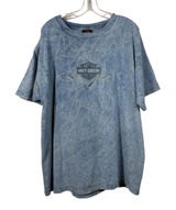 Harley Davidson USA Made Vintage Blue Acid Wash Grunge Graphic T-Shirt XL Biker Photo 0