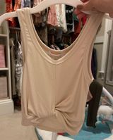 Simple Cropped Beige Scrunched Top Tan Photo 0