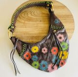 Daisy Loop NYC Genuine Leather Patchwork  Floral Sling Shoulder Bag NEW Photo 0