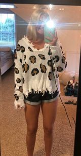 Lala Factory Leopard Spotted Sweater White Size M Photo 0