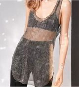 Silence + Noise Glitter Mesh Tank Top Scoop Neck Sheer Festival Rave Tunic S Photo 0