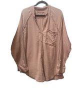 Aerie Tan Gauzy Cotton Button Down Shirt Size Large Photo 0