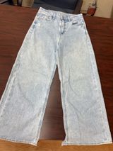 American Eagle Stretch Super High-Rise Baggy Wide Legs Jeans Size 2 X-Short Photo 0