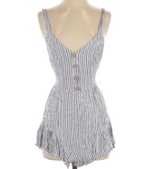 Open Tie Back Striped Romper Photo 0