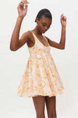 Uo Bibi Printed Babydoll Mini Dress Photo 0