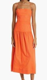 Farm Rio Side Smocked Linen Blend Midi Sundress S Photo 0