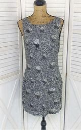 Alexia Admor Sequin Drape Back Silk Sheath Mini Dress Silver Gray Small Party Photo 0