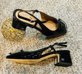 Tracie Women’s Patent Leather Block Heel Black Mule Sandal Heel Photo 0