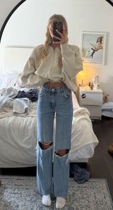 Zara Ripped Jean Wide Leg  Photo 0