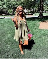 Free People Army Green Bow Strap Dress Photo 0