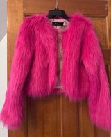 Hot pink fur jacket Photo 0