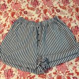 Free People  Intimately Blue White Cotton Striped Shorts Photo 0
