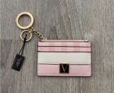 NWT Victoria's Secret The Victoria Card Case Keychain Iconic Stripe Photo 0