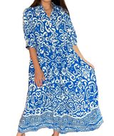 NWT ENTRO Midi Dress Women Small Airy Flowy Paisley Resort Coastal Beach Garden Photo 0