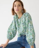 J. Crew Tie back Stretch Cotton Poplin Blouse In Fete Floral Size 2  Photo 0