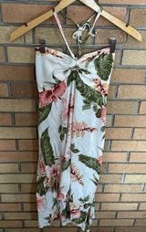 Sunny Island Hawaii Halter Midi Dress Floral Vacation Flowy Size Small White Photo 0