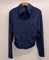 Athleta Navy Blue 1/4 zip Pullover Long Sleeve Athletic Top Size Large Photo 0