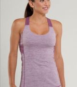 Women’s  Spin Me Twist Back Workout Tank Heathered Purple Photo 0