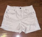 AMERICAN EAGLE Curvy Hi Rise Shortie Jean Shorts White Distressed Size 6 *NWT* Photo 0