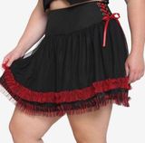 Hot topic Womens plus size 2X black & red side lace up ruffle skirt gothic punk Photo 0