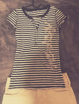 Vintage 90s Aéropostale Striped Henley Tee🤍 Photo 0