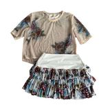 LUCKY IN LOVE X Bethanie Mattek Sands Worn White Floral Mesh Top Skort Set Sz M Photo 0