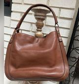 Elay hobo Handbag Large Penny Brown Leather Purse Handbag Tote Photo 0