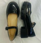 Y2K Chunky Heel Black Shiny Maryjane Platform Shoes 2000s Goth Grunge Punk Emo 8 Photo 0