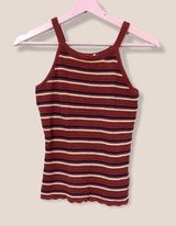 Cloud Chaser  high neck thin strap stripe knit top tank S Photo 0