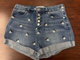 Mickey Mouse Button Fly High Waisted Denim Shorts Size 3 Photo 0