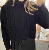 Jack by BB Dakota Cropped Black Turtle Neck Sweater Photo 0