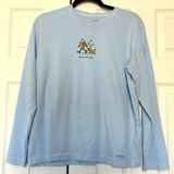 Life Is Good Up N Autumn Blue Long Sleeve Tee Shirt Top Size Medium Made in Peru Photo 0