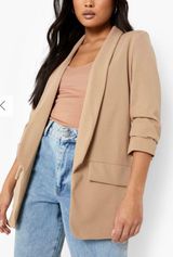 Boohoo Petite Ruched Sleeve Blazer Photo 0