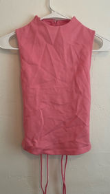 Pink High Neck, Sleeveless Tank with Heart Cutout and Strappy Back Photo 0