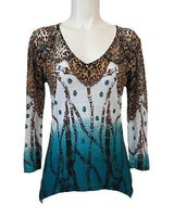 Alberto Makali  Animal Print Knit Top Photo 0