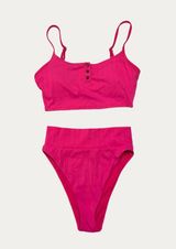 Aerie Striped Ribbed Scoop Bikini Top and High Cut Cheeky Bottoms Set Photo 0