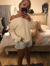 These Three Boutique White Button Up Sweater Photo 0